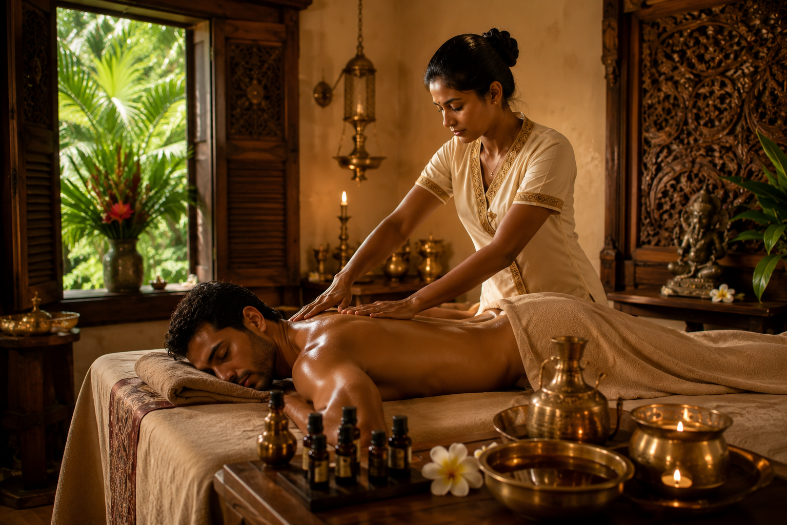 Équilibre doshas Vata Pitta Kapha massage ayurvédique Grand Baie île Maurice